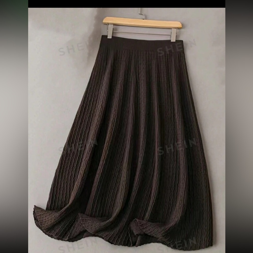 Plus Size Brown Sweater Skirt